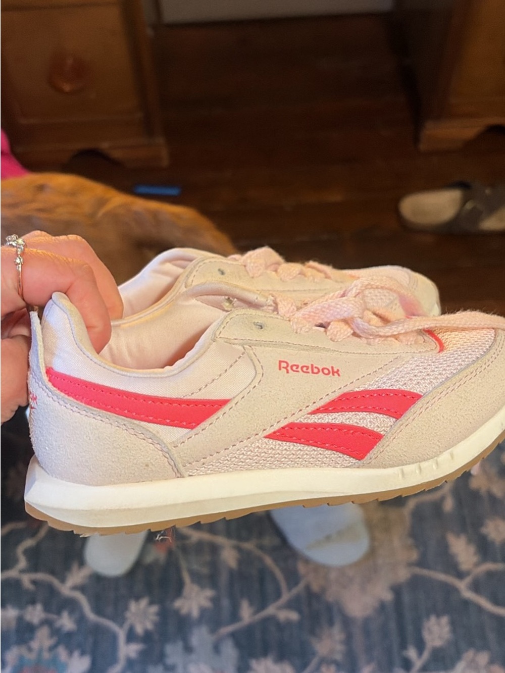 Reebok Kids Light Pink Sneakers with Bright Pink Accents